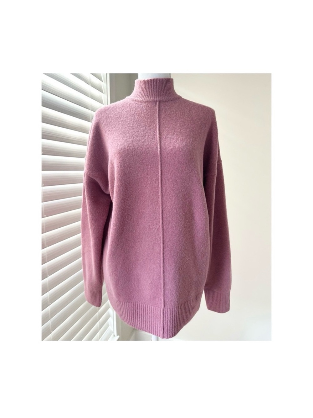 Mock Neck Dusty Rose Sweater - Women's Cozy Pullover